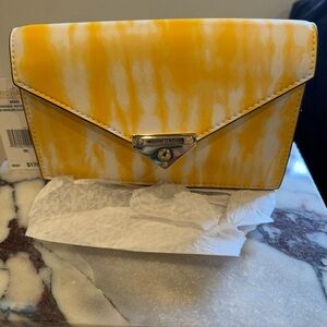Michael Kors Yellow and White Tie-Dye Clutch